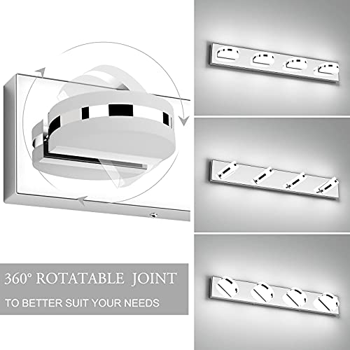 Aipsun Modern Chrome Vanity Light 4 Lights Acrylic Stainless Steel Bathroom Light Fixture Over Mirror White Light 6000K #TOP1