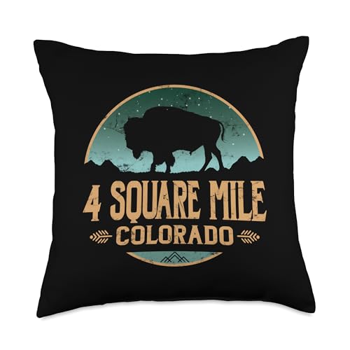 Four Square Mile Colorado CO Buffalo Bison Throw Pillow