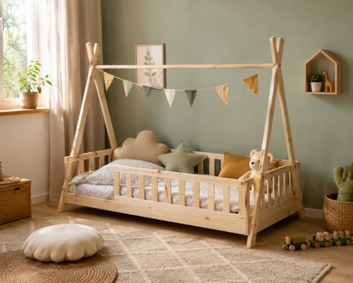 WEB2O Lit cabane Enfant en Forme de TIPI - Bois 90x190 cm