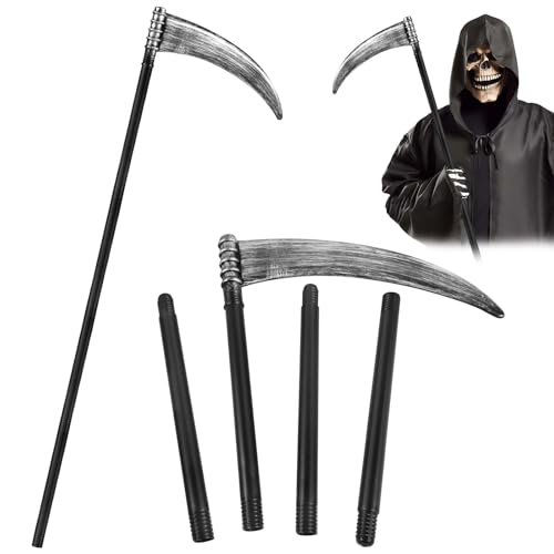 mobumeia Halloween Sensenmann Sense–Abnehmbare Kunststoff- für Kostümpartys, Themenpartys, Karneval,Halloween Party Cosplay Halloween Sensenmann Kostüm Zubehör-130 cm