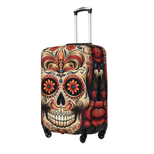 Skull dead day Mexican Red Elastic Travel Luggage Cover Travel Suitcase Cover for Trunk Case 19''-32'' Luggage Protective Cover2