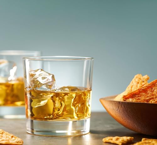 Image of Florion Fashioned Italian Whiskey Glass - Heavy Base Rocks Barware Glasses for Scotch, Mixed Drinks, Wine, Bourbon, Juice, Water and Cocktail Drinks (Pack of 4)