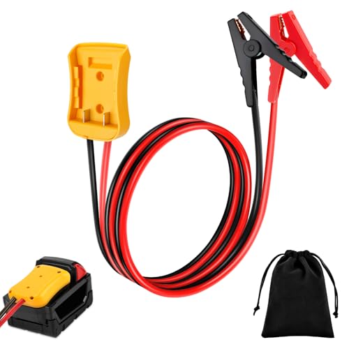 Battery Jump Starter - Portable Car Jumper Cables with Adapter Compatible with DE.Walt 20V Batteries, 8AWG Silicone Wire (2FT), 392°F Heat Resistant, for Cars, Trucks, RV & Off-Road Vehicles