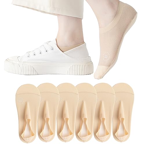 Image of Ultra Thin Liner Socks Non Slip Nylon No Show Socks Womens Lightweight Breathable 3 & 4 & 6 Pair Packs