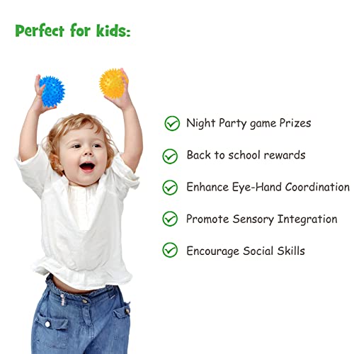 12 Pieces Light Up Bouncy Ball For Kids, 2.55" Led Spiky Sensory Glow Balls For Toddlers Babies Stress Relief,Fidget Sensory Toys For Party Favors Student Gifts School Rewards #TOP3