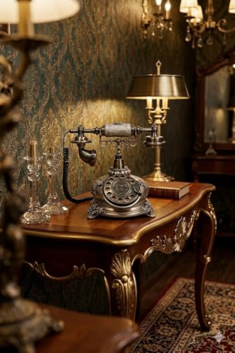 Image of Dratal Imitation Copper Vintage Style Rotary Retro Old Fashioned Rotary Dial Home and Office Telephone Functional Antique Style Telephone-Bronze (DR-01)