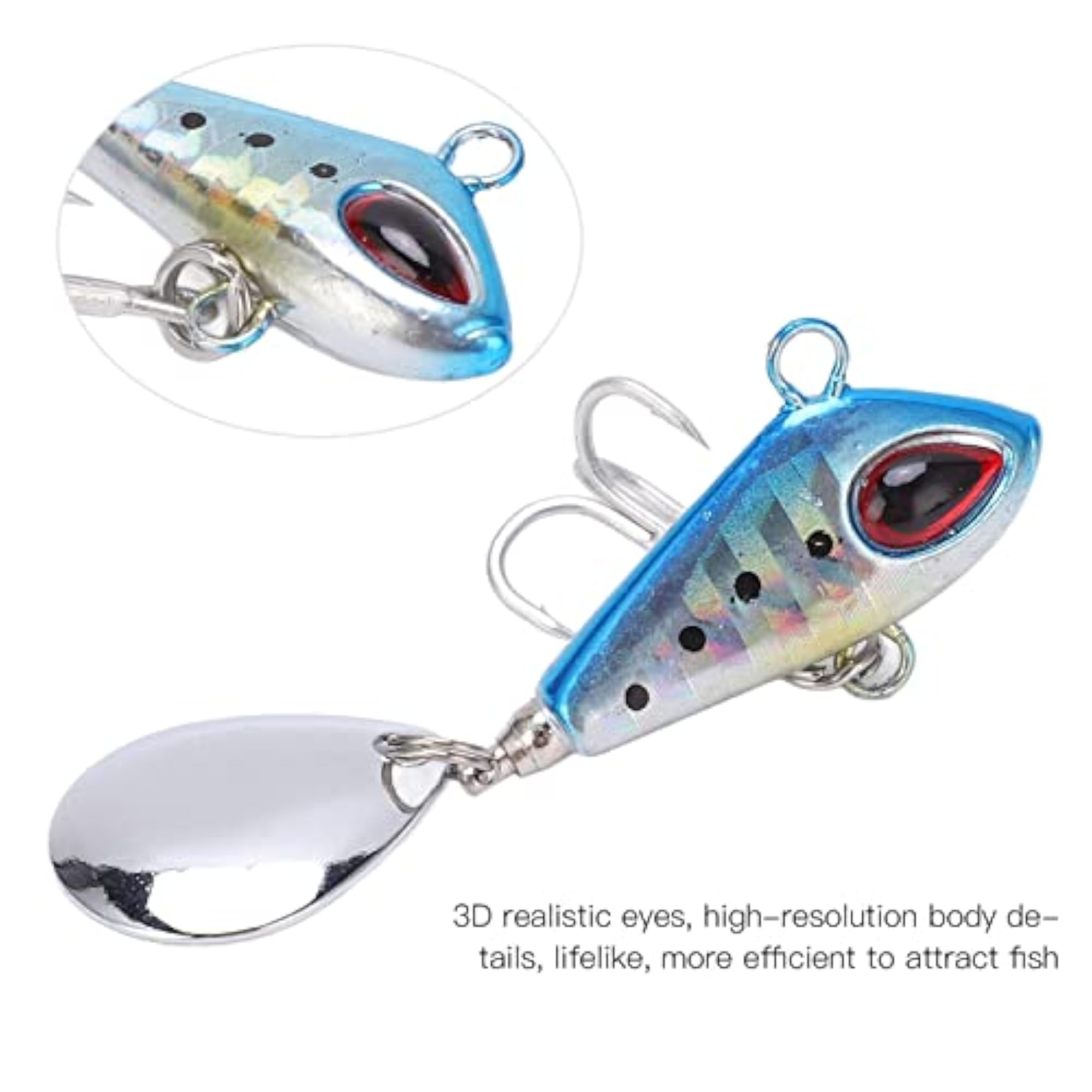Fishing Lure Metal Bait with 3D Eyes, Anti-Corrosion