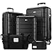 SHOWKOO Kofferset 5 Teilig Hartschale Leicht ABS+PC Erweiterbar Reisekoffer Haltbar Handgepäck Sets 4 Rollen TSA-Schloss mit 1 Reisetasche und 1 Kulturtasche - Schwarz