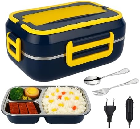 Marmita Lancheira Elétrica Portátil com 03 Divisórias em Aço Inox...