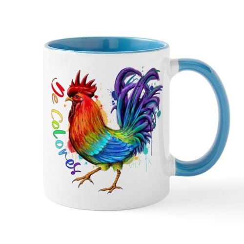 Taza de cerámica 11 oz con diseño de gallo de colores miniatura 1