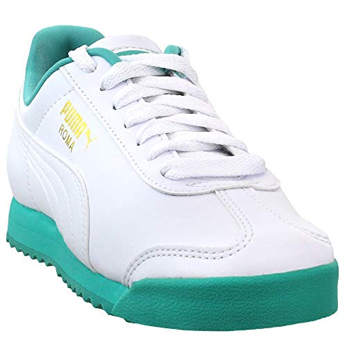 PUMA PUMA Men's ROMA BASIC PLUS Sneaker, Puma White-Blue Turquoise, 8.5