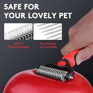 Tpotato Deshedding Pet Brush for Long Haired Dogs Cats,Undercoat Shedding Rake for Dematting Detangling Tangles Matted Fur and Knots,Free Pet Comb,Professional Pet Grooming Supplies Tool Kit,Red Tpotato Deshedding Pet Brush for Long Haired Dogs CatsUndercoat Shedding Rake for Dematting Detangling Tangles Matted Fur and KnotsFree Pet CombProfessional Pet Grooming Supplies Tool KitRed