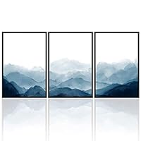 3 Piece Framed Canvas Wall Art Mountain with Fog Canvas Prints Home Artwork Decoration for Living Room,Bedroom - 16