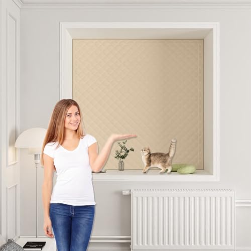 Estor Enrollable Opaco 60 x 110 cm, Blackout, sin Taladrar, Fácil de Instalar, Ahorro Energético, Opaco, Tela Oscurecedora por Metros, Cinta Nano para Claraboyas, Beige