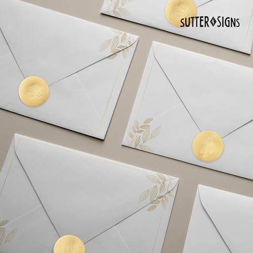 250 Gold Envelope Seal Stickers, Floral Embossed Gold Foil Seals for Envelopes - Wedding Stickers for Invitations, Save The Date, Decorative Mailing Labels