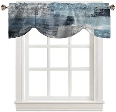 Gray Graffiti Art Tie Up Valances for Windows Gray White Oil Painting Art Abstract Rod Pocket Short Window Valance Curtains Home Decor Window Treatment for Kitchen Living Room Bedroom 60x18in