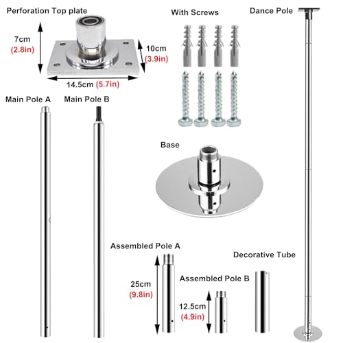 Barre de strip-teaseuse rotative haut de gamme avec perche de danse d'intérieur extensible - 8
