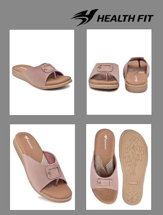 Image of HEALTH FIT EXTRA SOFT Women's Comfortable Memory Foam Doctor Slippers /Flip-Flops|Fashionable Casual & Stylish|Lightweight & Breathable|Outdoor Synthetic Casual Chappals Sandals Ladies & Girls HF27