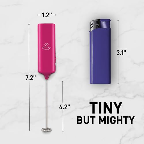 Image of Mini & Mighty Milk Frother Wand - Powerful Handheld Coffee Frother, Battery Operated Drink Mixer - Compact Pocket Size - Detachable Whisk for Latte, Cappuccino, Matcha, Hot Chocolate