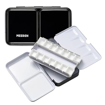 MEEDEN Empty Watercolour Tin Paint Case with 12 Pcs Half Pans