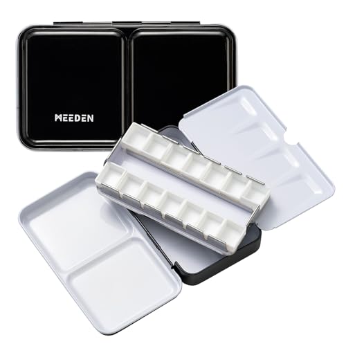 MEEDEN Travel Watercolor Paint Palette Tin (Black)