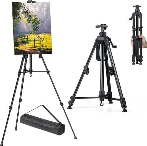 イーゼル メタルイーゼル 54-158cm 折りたたみイーゼル イーゼル スタンド スチール製 高さ調節３段式 展示 装飾 看板 絵画 ポスター 収納袋付き