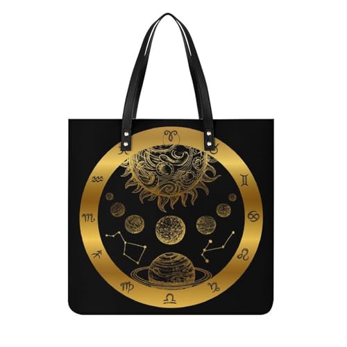 Sac à bandoulière Planète Dorée Zodiaque grand sac à main shopper femmes et tote bag de voyage
