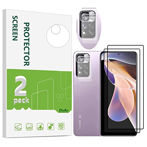 DoAo Verre Trempé Compatible avec Xiaomi Redmi Note 11 Pro,2 Pièce Protecteur d'Écran +2 Pièce Protecteur d'Appareil Photo Compatible pour Xiaomi Redmi Note 11 Pro, blanche Cover