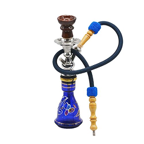 Shisha Pipa de Agua Hookah Tradicional Egipcia libre de nicotina, 35 cm, Kit Completo con Bolsa de Transporte (Azul claro)