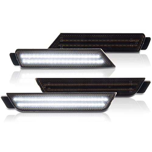 Led Side Marker Lights Front Rear Bumper Fender Marker Lamps For 2010-2015 Chevy Camaro White Reflectors Smoked Len, 4Pcs #TOP11