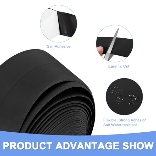 Image of Caulk Tape Sealant Strip - 2 Pack Self-Adhesive Caulking Tape for Kitchen Bathroom Toilet Wall Corner - PVC Bath Sealant Strip - (1.5-inch x 20-ft Black)