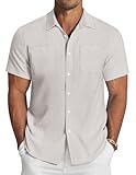 COOFANDY Men's Beach Shirts Hawaiian Tropical Vacation Button Down Resort Shirts White