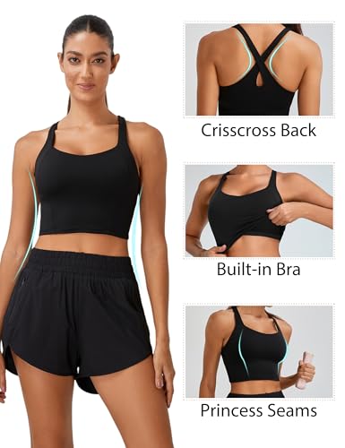BMJL Women's Workout Tank Tops with Built in Bra Athletic Sports Crisscross Back Summer Going Out Clothing 20252