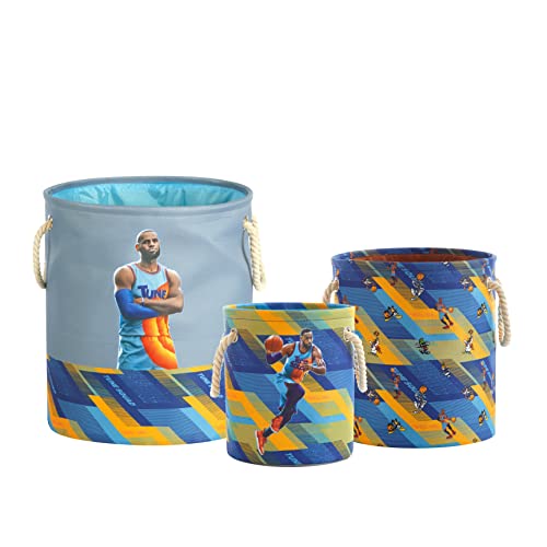 Image of Space Jam: A New Legacy 3 Piece Multi Size Fabric Nestable Toy Storage Basket Set, with Rope Carry Handles