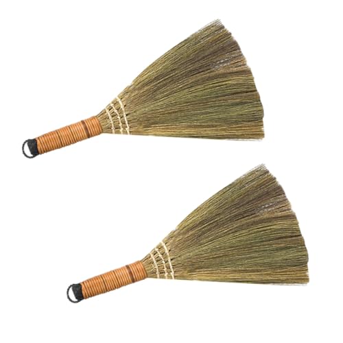FONDOTIN 2 Piezas Escoba de Madera para Limpieza Escoba Pequeña Manual para Barrer Interiores Herramienta Práctica y Ligera para Polvo y Suciedad