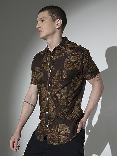 Image of Hubberholme Men's Rayon Relaxed Fit Printed Half Sleeve Resort Shirt