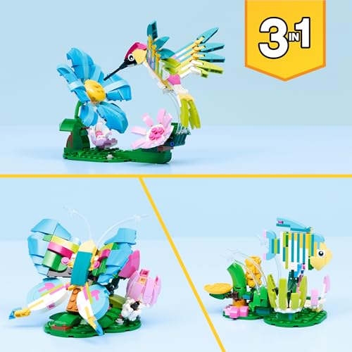 Image of LEGO Creator 3 in 1 Wild Animals: Colorful Hummingbird - Rebuilds into a Butterfly or Fish - 31384