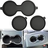 Auovo Car 3D Coaster Custom Fit for Tesla Model 3 2017-2023 Interior Accessories 2020-2023 Model Y Silicone Cup Holder Coasters Inserts (Black, 3 pcs)