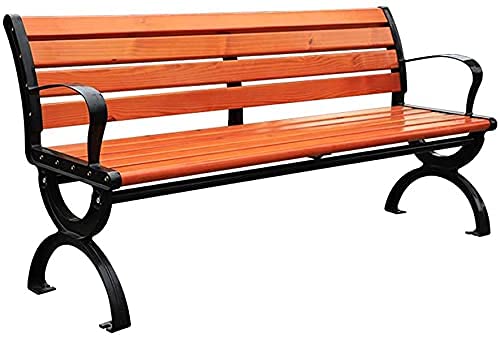 Outdoor Bench Patio Bench Front Porch Furniture Garden Terrace Benches Outdoor Park Benches with Backrest Armrests Outdoor Anticor (120cm) ()