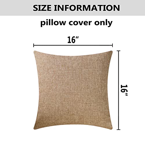 Home Brilliant Set Of 2 Decor Faux Linen Pillow Covers Cushion Cover For Patio, 16X16 Inches, 40X40 Cm, Natural Linen #TOP4
