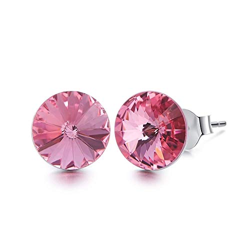 Boucles d'oreilles argent 925 cristal rose anti-allergie femme