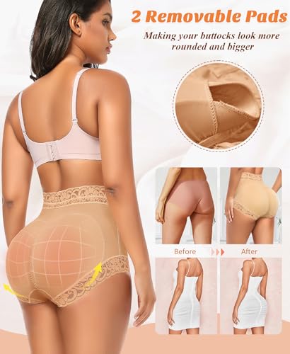 Image of DERCA Butt Lifting Panties Padded Underwear for Women Booty Pads Butt Enhancer Lace Shapewear Panty
