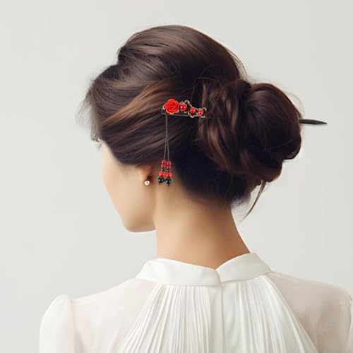 2 Pack Chinese Wooden Hair Sticks Chinese Hair Pins Hair Chopsticks for Women Retro Wooden Hairpins Japanese Classic Hair Chopsticks Handmade Flower Hair Accessories for Women Long Hair
