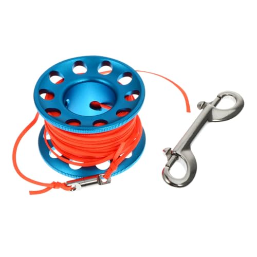 Carrete de buceo Alipis anti-enredos con bordes redondeados y cuerpo de aluminio azul