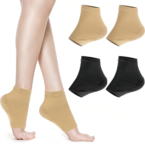 BDEPSTR 2 Pares Calcetines de Gel Suaves Hidratantes, para el Talón Ventilar Gel Calcetines de Punta Abierta Silicona Suave Piel Seca Dura Agrietada Transpirable Reutilizable Protector Pies