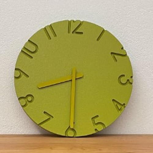 Horloge murale decorative lisible chiffres 3D grand cadran effet ciment