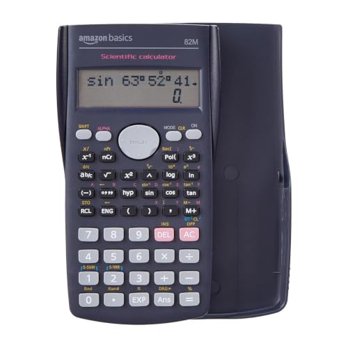 Amazon Basics AB-82MS 240 Functions and 2-Line Display Scientific Calculator | 240 Function Scientific Calculator | 2-Line Large Display, Blue