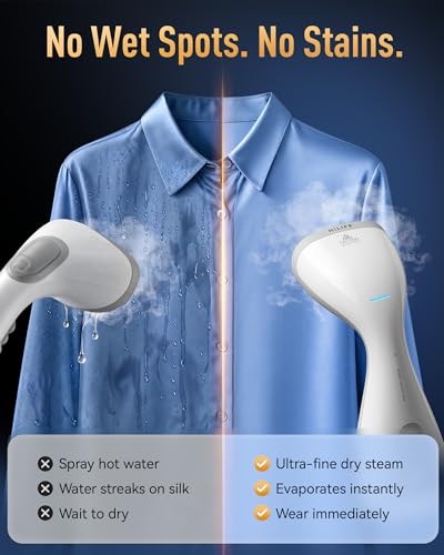 Image of HiLIFE 3600Pa Vacuum Handheld Steamer for Clothes with Touch-Control Steam | 1875W High Power, 300ml Large Water Tank, 9.18ft Extra-Long Cord, 25s Fast Heat-Up, 110-120V Only, Leak-Free System