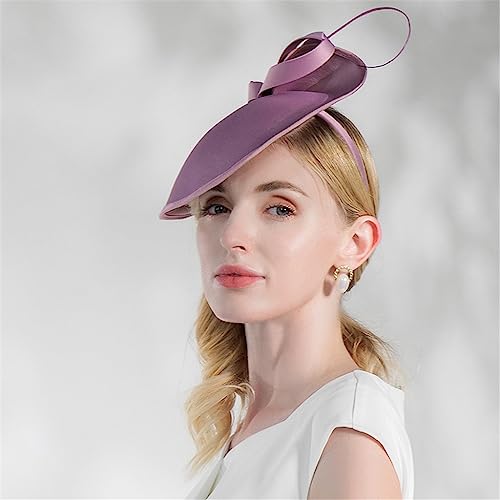 Fascinator église haut de gamme en feutre violet capolinea rétro chic