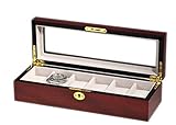  Woolux SW-1087-6C Portaorologi con vetrina Scatola custodia Cofanetto per 6 orologi in legno finitura Ciliegio
